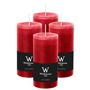Wiedemann Cilinderkaars/stompkaars - 4x - rustieke kaars - rood - 6 x 12 cm - branduren -