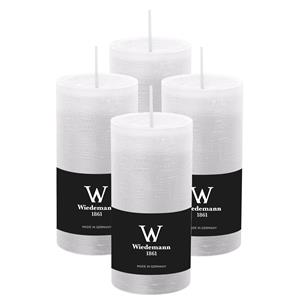 Wiedemann Cilinderkaars/stompkaars - 4x - rustieke kaars - wit - 6 x 12 cm - branduren -