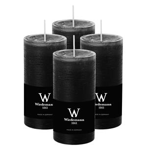 Wiedemann Cilinderkaars/stompkaars - 4x - rustieke kaars - zwart - 6 x 12 cm - branduren -