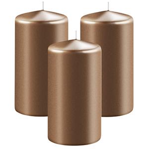 Enlightening Candles Cilinder/stompkaars - 3x - koper - D6 x H15 cm - branduur -