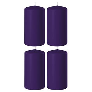 Enlightening Candles 4x Paarse cilinderkaarsen/stompkaarsen 6 x 12 cm 45 branduren -