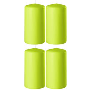Enlightening Candles 4x Lime groene cilinderkaarsen/stompkaarsen 6 x 12 cm 45 branduren -