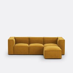 LA REDOUTE INTERIEURS Modulaire 3-zit en poef, vintage fluweel, Seven