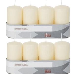 Trend Candles 8x Cremewitte cilinderkaarsen/stompkaarse 5 x 10 cm 18 branduren -
