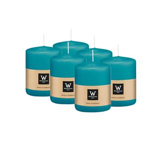Wiedemann Cilinderkaars/stompkaars - 6x - turquoise - 6 x 8 cm - 29 branduren -