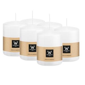 Wiedemann Cilinderkaars/stompkaars - 6x - wit - 6 x 8 cm - 29 branduren -