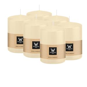 Wiedemann Cilinderkaars/stompkaars - 6x - creme wit - 6 x 8 cm - 29 branduren -