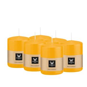 Wiedemann Cilinderkaars/stompkaars - 6x - geel - 6 x 8 cm - 29 branduren -