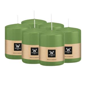 Wiedemann Cilinderkaars/stompkaars - 6x - lichtgroen - 6 x 8 cm - 29 branduren -