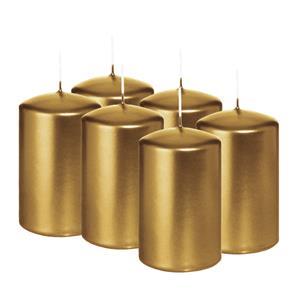 Wiedemann Cilinderkaars/stompkaars - 6x - metallic goud - 6 x 8 cm - 29 branduren -