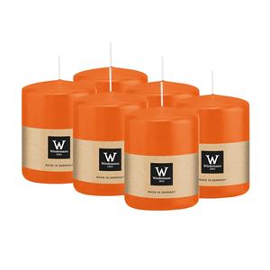 Wiedemann Cilinderkaars/stompkaars - 6x - oranje - 6 x 8 cm - 29 branduren -