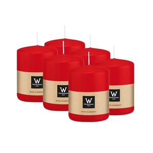 Wiedemann Cilinderkaars/stompkaars - 6x - rood - 6 x 8 cm - 29 branduren -
