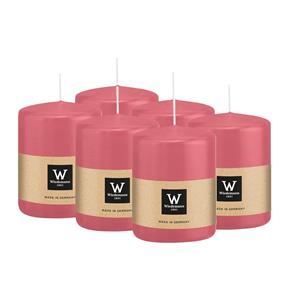Wiedemann Cilinderkaars/stompkaars - 6x - roze - 6 x 8 cm - 29 branduren -