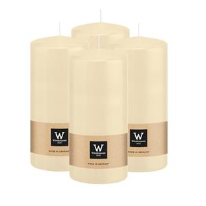 Wiedemann Cilinderkaars/stompkaars - 4x - creme wit - 15 x 7 cm - 63 branduren -