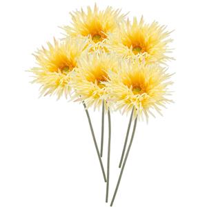 Emerald Kunstbloem Gerbera spider - 5x - 70 cm - zacht geel - Real Touch - kunst zijdebloemen -