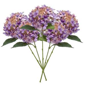 Emerald Kunstbloem Hortensia tak - 5x - 50 cm - paars - kunst zijdebloem - Hydrangea - decoratie bloem -