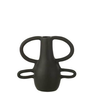 J-Line vaas met 4 Handvaten - keramiek - zwart - 36 cm hoog