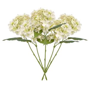 Emerald Kunstbloem Hortensia tak - 5x - 50 cm - wit - kunst zijdebloem - Hydrangea - decoratie bloem -