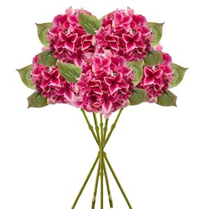 Emerald Kunstbloem Hortensia tak - 5x - Challenge - 47 cm - fuchsia - kunst zijdebloem - Hydrangea -