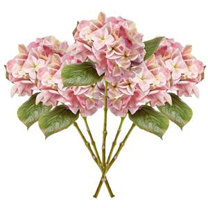 Emerald Kunstbloem Hortensia tak - 5x - Challenge - 47 cm - roze - kunst zijdebloem - Hydrangea -