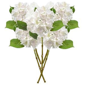 Emerald Kunstbloem Hortensia tak - 5x - Challenge - 47 cm - wit - kunst zijdebloem - Hydrangea -