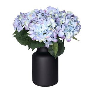 Bellatio Design Kunstbloemen boeket Hortensia tak - 8x - blauw - cm - Kunst zijdebloemen - hydrangea -