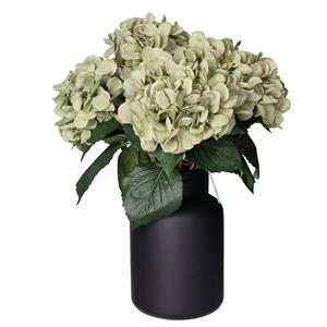 Bellatio Design kunst bloemen boeket Hortensia tak - 8x - groen - cm - Kunst zijdebloemen - hydrang -
