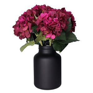 Bellatio Design Kunstbloemen boeket Hortensia tak - 8x - bordeaux rood - cm - kunst zijde bloem - hydrangea -
