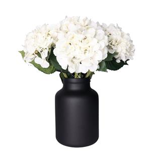 Bellatio Design Kunstbloemen boeket Hortensia tak - 8 stelen - creme - cm - losse steel - Kunst zijdebloemen -