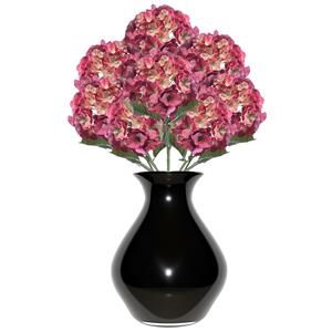 Emerald Kunstbloem Hortensia tak - 8x - 50 cm - fuchsia - kunst zijdebloemen - decoratie - hydrangea -
