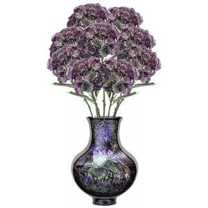 Emerald Kunstbloem Hortensia tak - 8x - 50 cm - groen/paars - kunst zijdebloemen - decoratie - hydrangea -