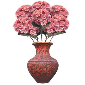 Emerald Kunstbloem Hortensia tak - 8x - 50 cm - koraal roze - kunst zijdebloemen - decoratie - hydrangea -