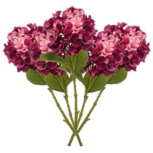 Emerald Kunstbloem Hortensia tak - 5x - 52 cm - fuchsia - Real Touch - hydrangea - kunst zijdebloemen -