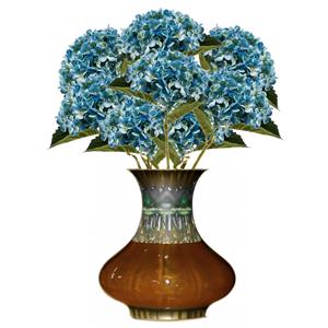 Emerald Kunstbloem Hortensia tak - 8x - Annabelle - 52 cm - blauw - Kunst zijdebloem - Hydrangea -
