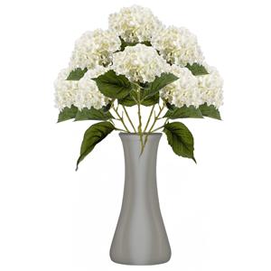 Emerald Kunstbloem Hortensia tak - 8x - Annabelle - 52 cm - creme - Kunst zijdebloem - Hydrangea -