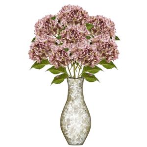 Emerald Kunstbloem Hortensia tak - 8x - Annabelle - 52 cm - paars - Kunst zijdebloem - Hydrangea -