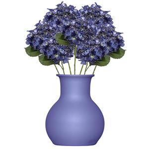 Emerald Kunstbloem Hortensia tak - 8x - 50 cm - donker blauw - kunst zijdebloem - Hydrangea - decoratie bloe -