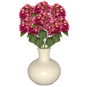 Emerald Kunstbloem Hortensia tak - 8x - 50 cm - fuchsia - kunst zijdebloem - Hydrangea - decoratie bloem -