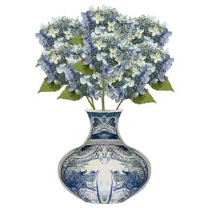Emerald Kunstbloem Hortensia tak - 8x - 50 cm - licht blauw - kunst zijdebloem - Hydrangea - decoratie bloem -