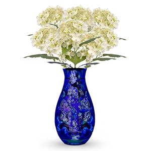 Emerald Kunstbloem Hortensia tak - 8x - 50 cm - wit - kunst zijdebloem - Hydrangea - decoratie bloem -