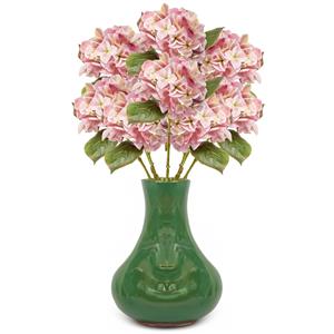 Emerald Kunstbloem Hortensia tak - 8x - Challenge - 47 cm - roze - kunst zijdebloem - Hydrangea -