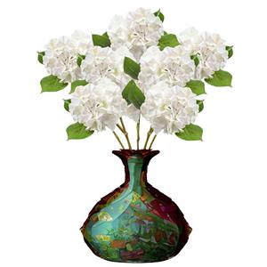 Emerald Kunstbloem Hortensia tak - 8x - Challenge - 47 cm - wit - kunst zijdebloem - Hydrangea -