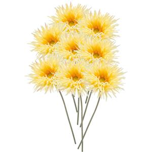 Emerald Kunstbloem Gerbera spider - 8x - 70 cm - zacht geel - Real Touch - kunst zijdebloemen -