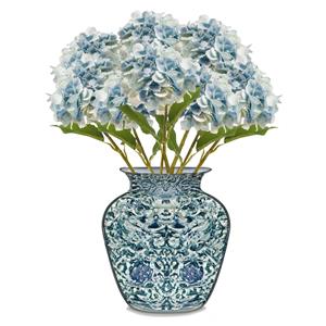 Emerald Kunstbloem Hortensia tak - 8x - 52 cm - licht blauw - Real Touch - hydrangea - kunst zijdebloemen -