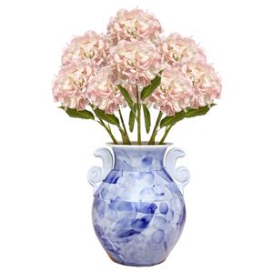 Emerald Kunstbloem Hortensia tak - 8x - 52 cm - licht roze - Real Touch - hydrangea - kunst zijdebloemen -