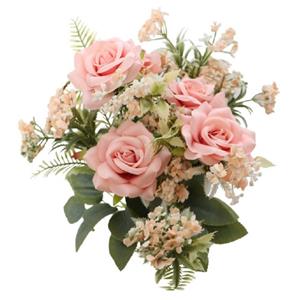 Chaks Bruidsboeket rozen - kunstbloemen - licht roze - H41 cm -