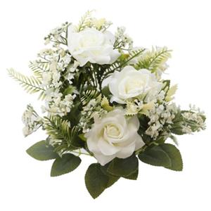 Chaks Bruidsboeket rozen - kunstbloemen - wit - H41 cm -