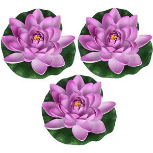 Merkloos 3x Lila paarse drijvende kunst waterlelie bloemen 18 cm -
