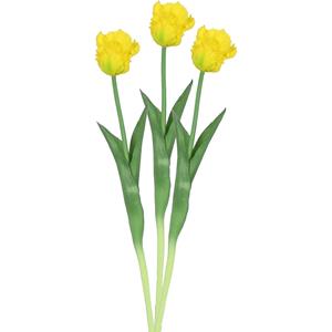 Countryfield Kunstbloem tulp Parkiet - 3x - geel - real touch - levensecht - cm - decoratie bloemen -