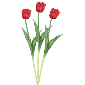Countryfield Kunstbloem tulp Parkiet - 3x - rood - real touch - levensecht - cm - decoratie bloemen -